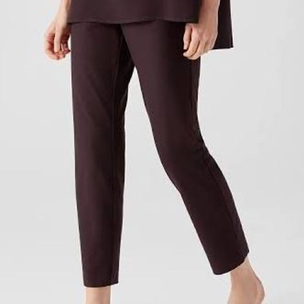 Eileen Fisher Slim Crepe Stretch Ankle Pant - Dark Brown